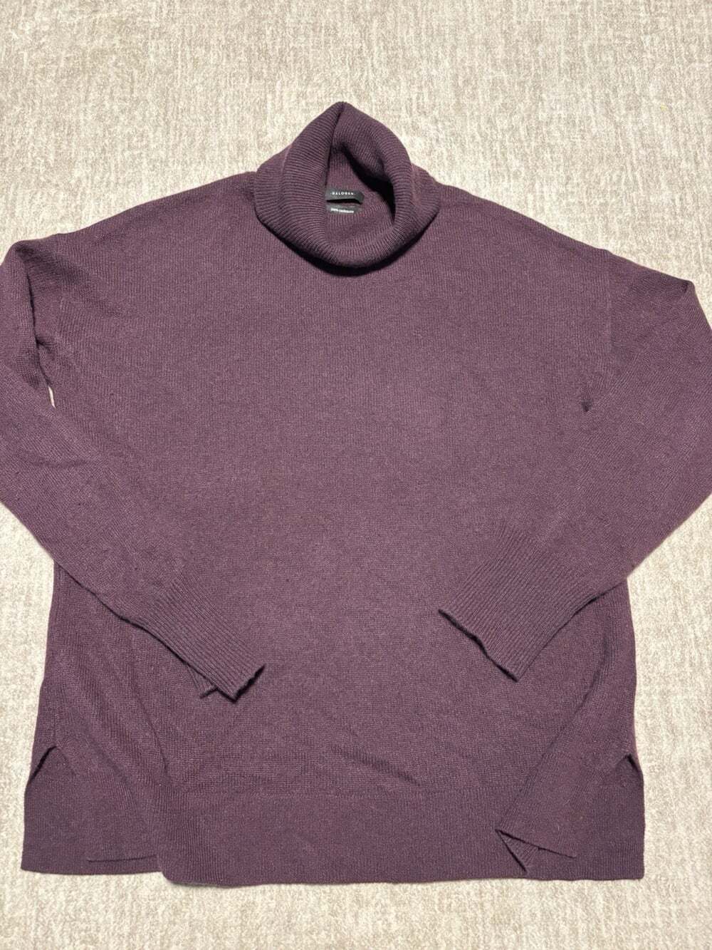 Halogen 100% Cashmere Turtleneck Sweater Purple Plum Oversized Slouchy M